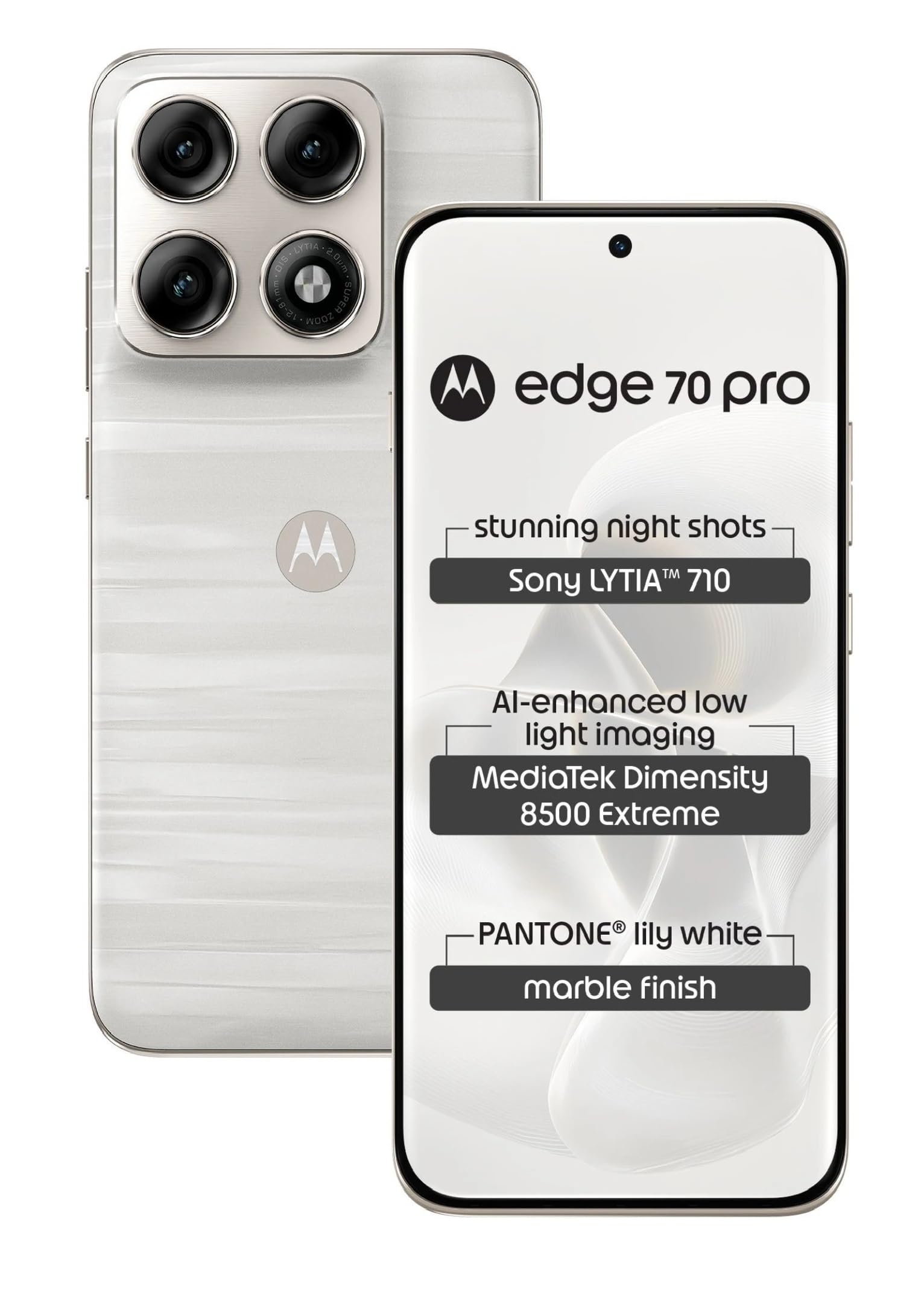 Motorola Edge 70 Pro 5G 12GB RAM 256GB Storage, Lily White Colour