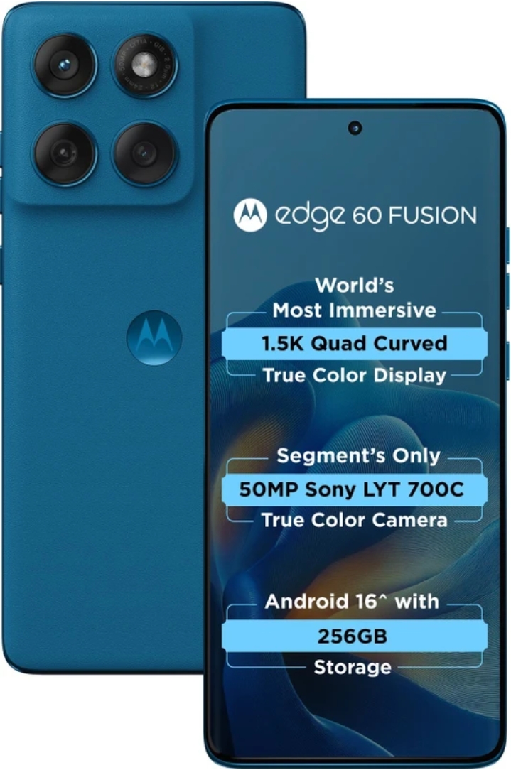 Motorola Edge 60 Fusion 5G 12GB RAM 256GB Storage, PANTONE Mykonos Blue
