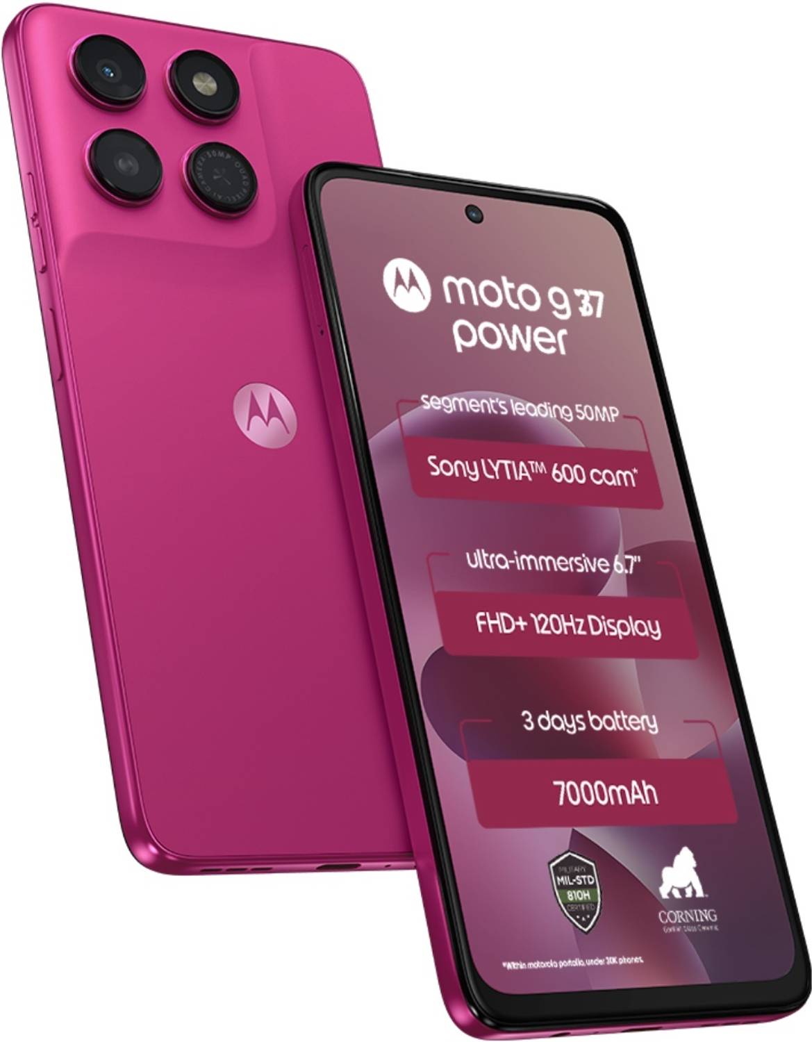 Motorola G77 Power 5G 8GB RAM 128GB Storage, Pantone Fuchsia Red