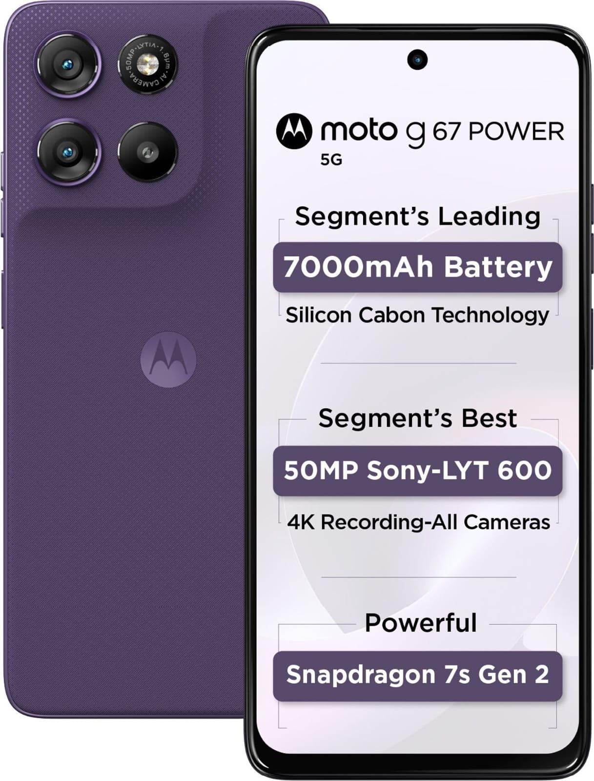 Motorola G67 Power 5G 12GB RAM 256GB Storage, Pantone Parachute