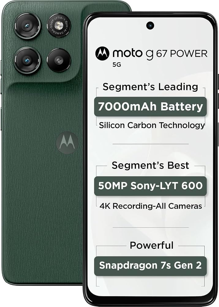 Motorola G67 Power 5G 12GB RAM 256GB Storage, Pantone Cilantro
